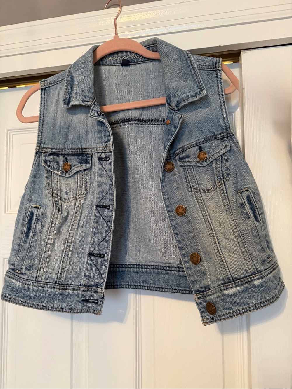 American Eagle Outfitters Light Blue Denim Vest